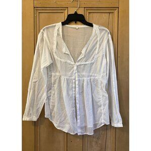 Margaret O'Leary Womens Button Front Pintuck Blouse Top Size Medium White SP NWT